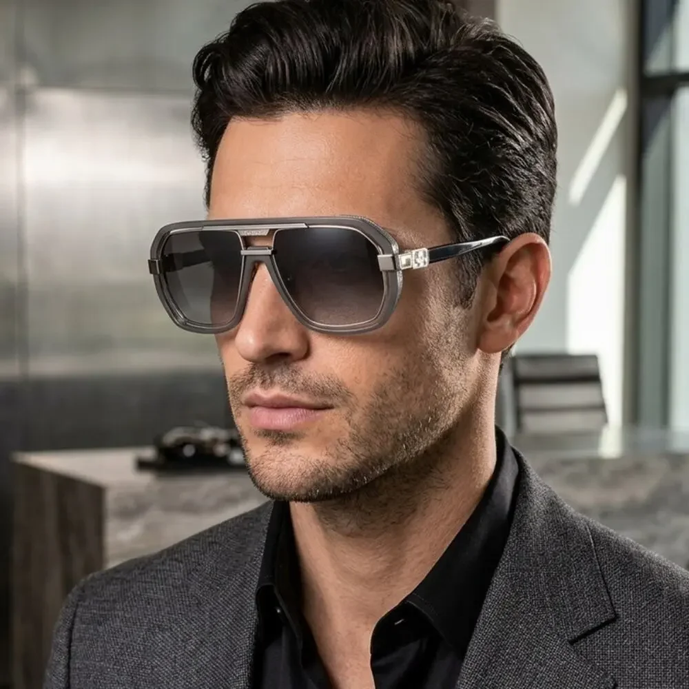 New! BUGATTI 08-GM/WG Stylish Gunmetal White Gold Sunglasses, Authentic